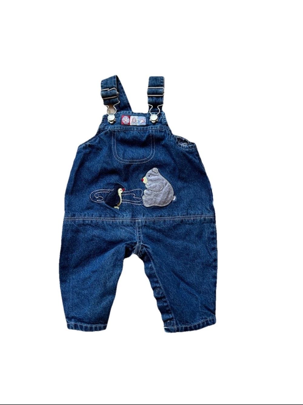 VTG Vitamins Infant Denim Overalls 6/9 Months 90s